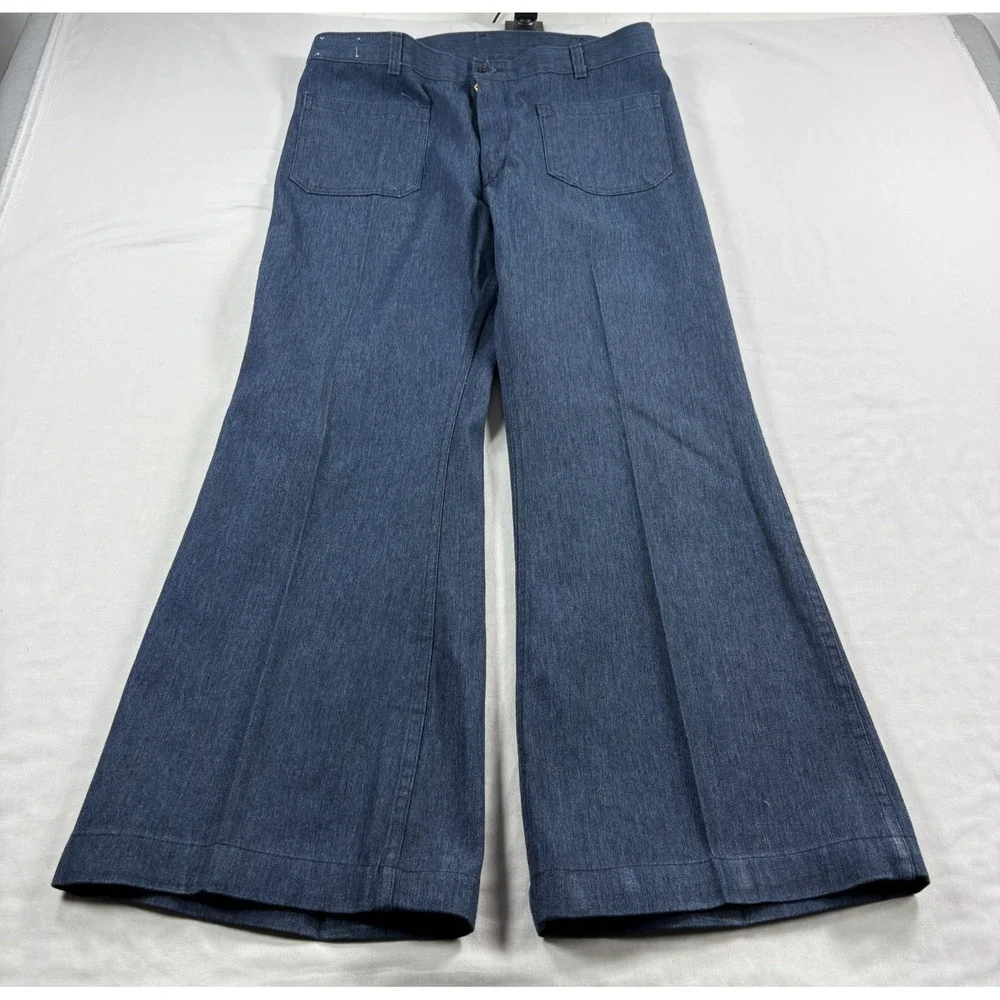 VTG Navdungaree Jeans Mens 36x30 Bellbottom Flare US Navy Utility Trousers 80s